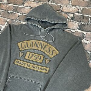 Guinness 1759 Hoodie Mens Large Gray Leather Logo Ireland Graphic Pullover NICE